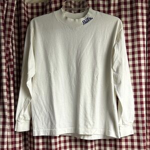 Buffalo Bills vintage off White Long Sleeve Shirt with Embroidered Logo